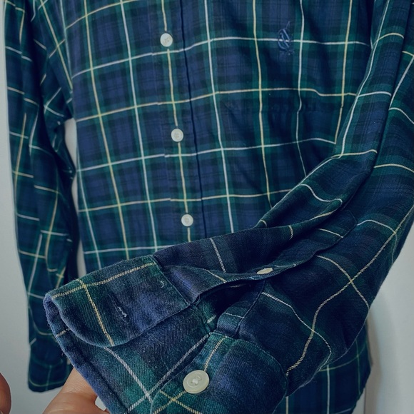 Nautica Vintage Mens plaid flannel long sleeve button down shirt navy M - Picture 2 of 7